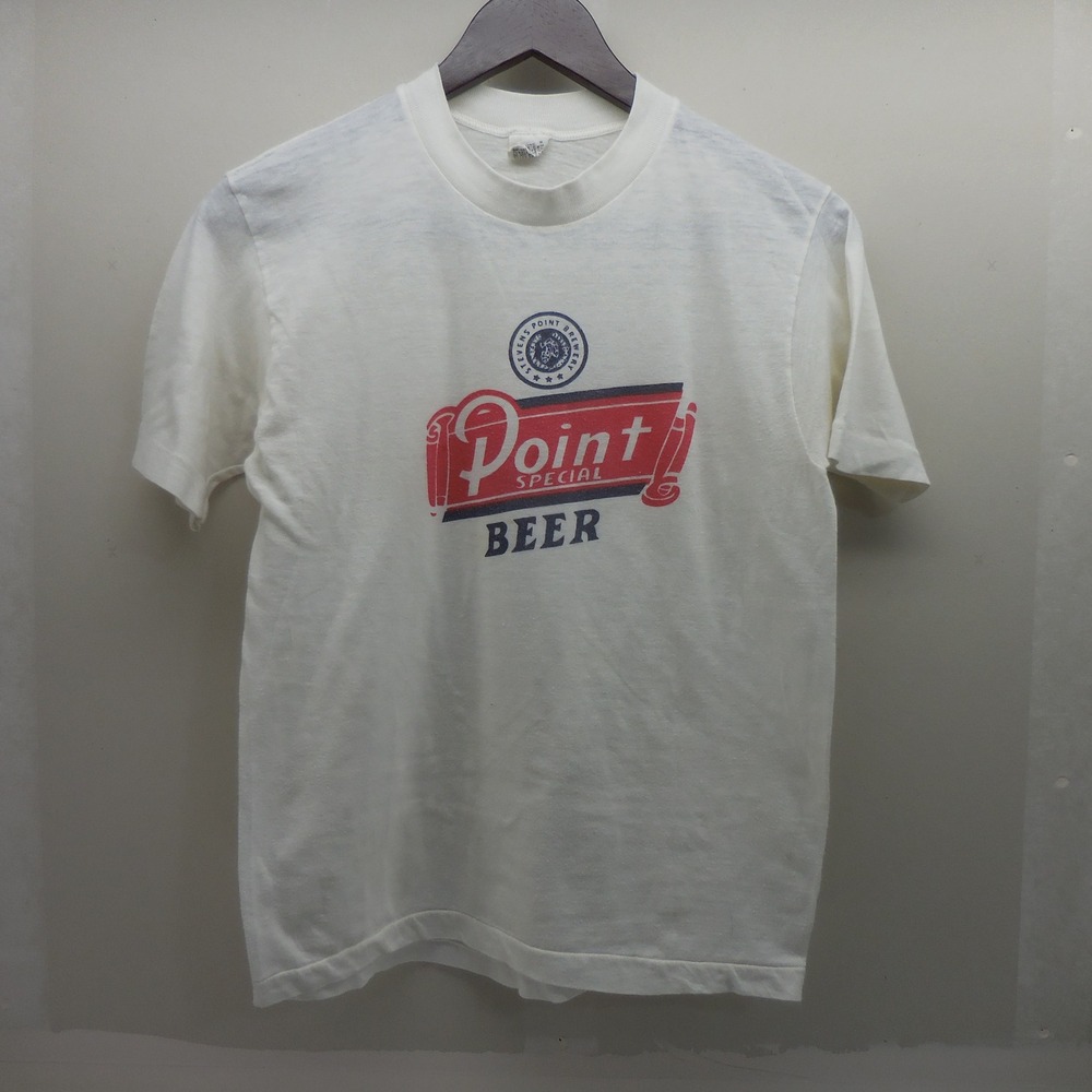 VTG 80s Point Special Beer T-Shirt Stevens Point Brewery Downerwear White Med